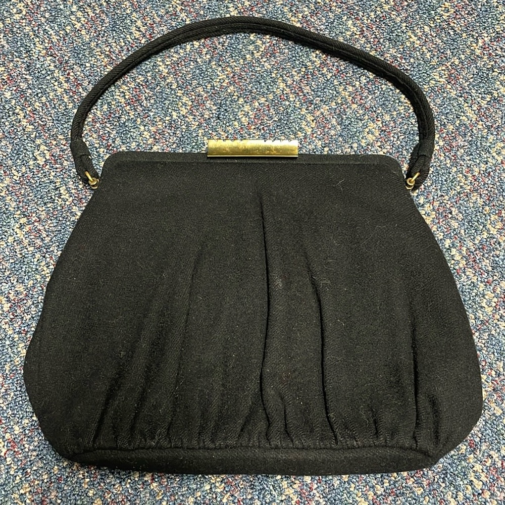 Preloved vintage Garay black and gold clutch purse
